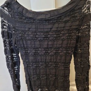 Max Studio Black Lace Flower Design Long Sleeve